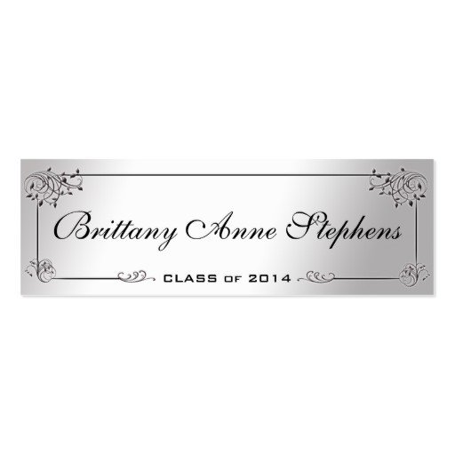 Elegant Silver Graduation Name Card Insert Double Sided
