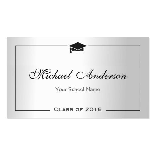 Graduation Name Card Namecard Silver Metallic Look