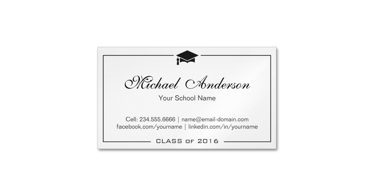 Simple Clean Black and White Graduation Name Card