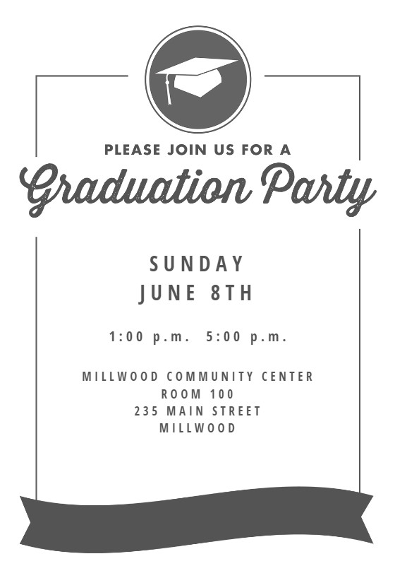 Ribbon Graduation Graduation Party Invitation Template