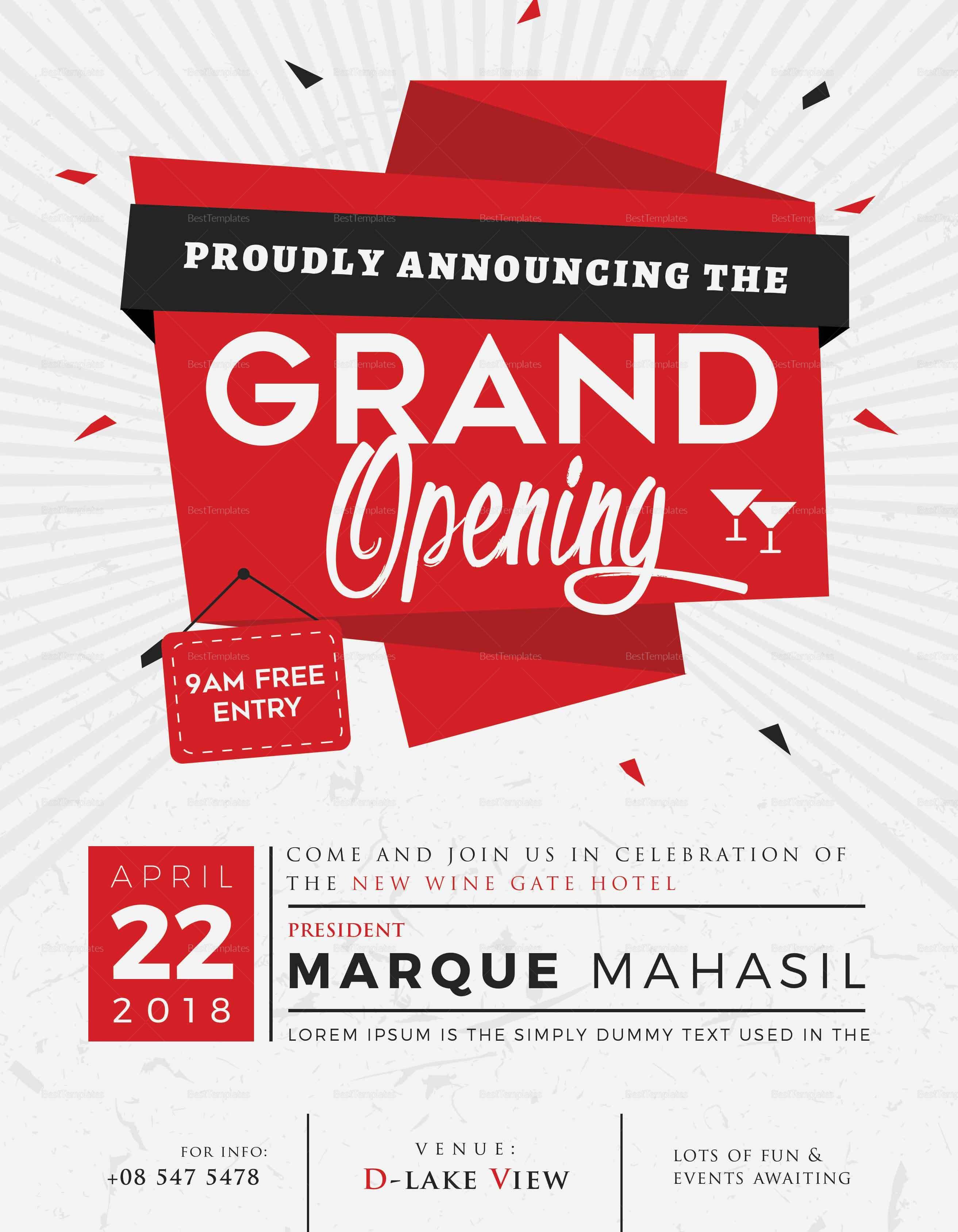 Grand Opening Flyer Design Template in Word PSD