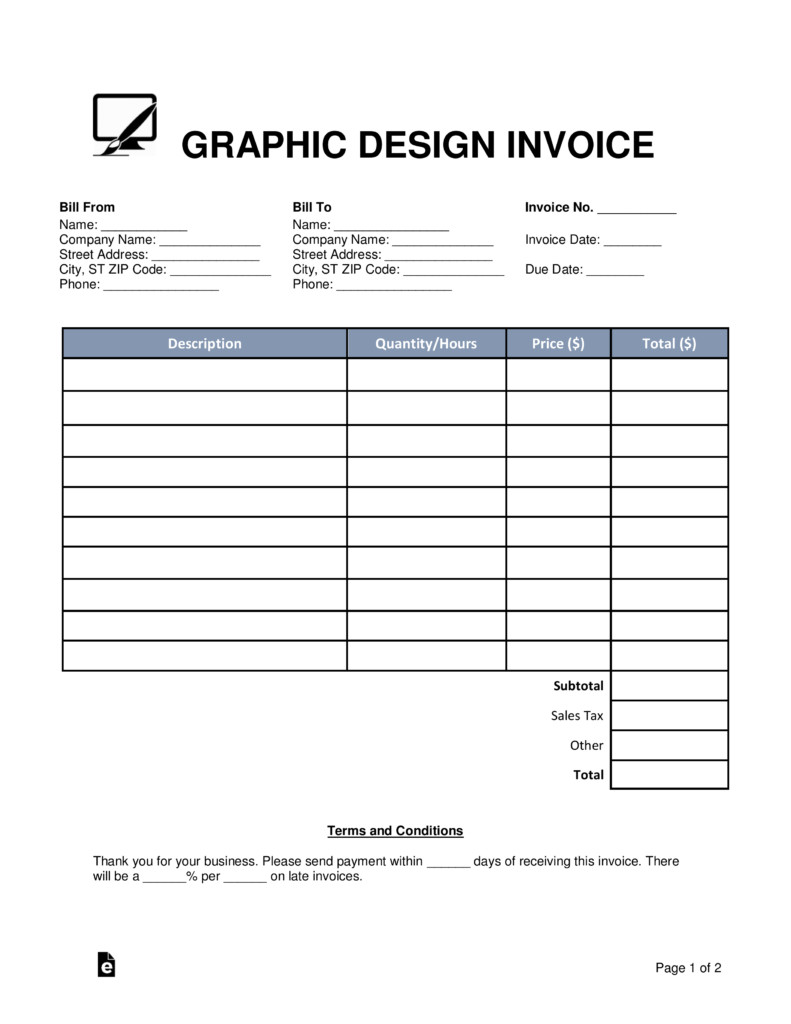 Free Graphic Design Invoice Template Word PDF