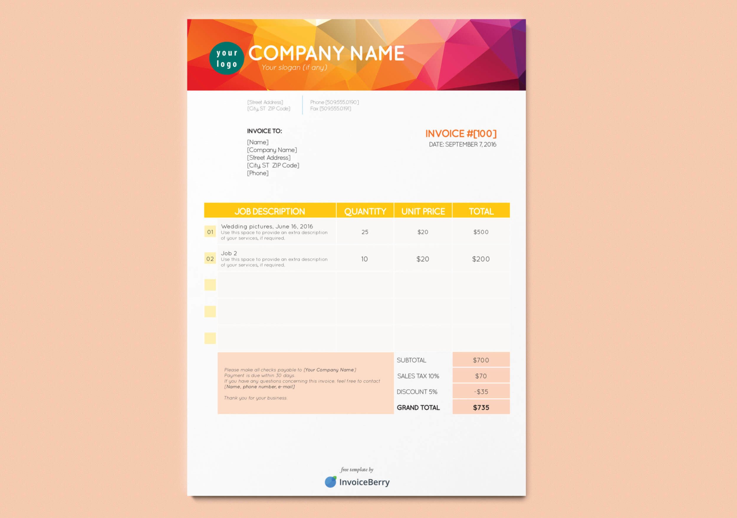 Free New InDesign Invoice Templates