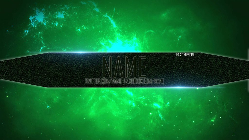Channel Art Template 2 Green Slime by Skiith ficial on