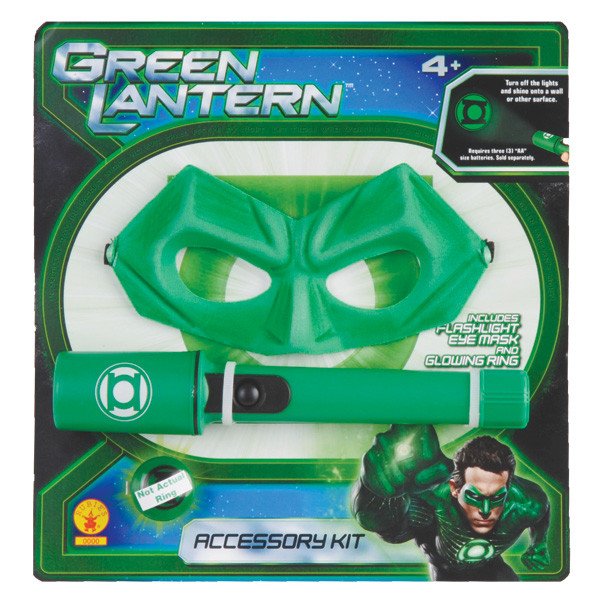 Green Lantern Mask Flashlight & Ring Halloween Costume Kit