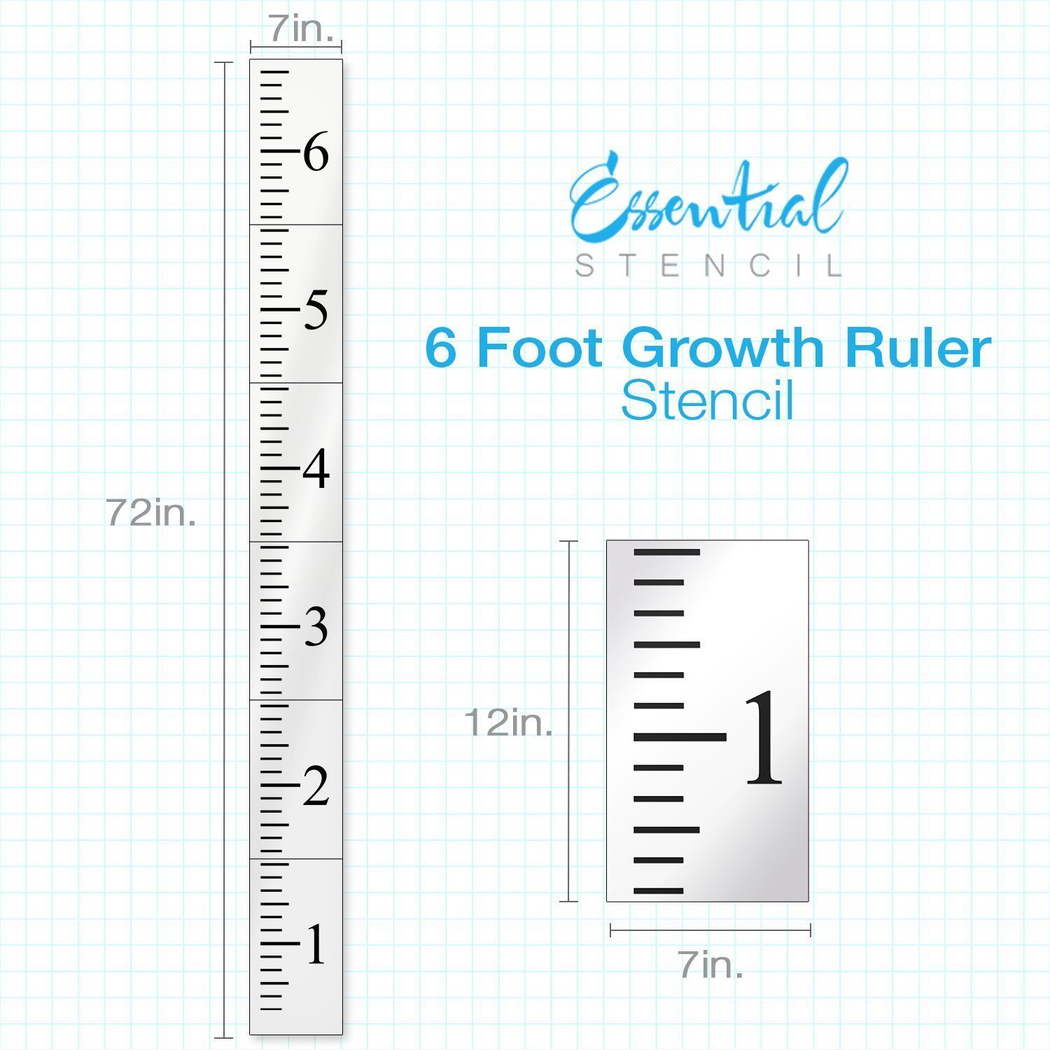 Reusable Growth Chart Ruler Stencil 6 foot template