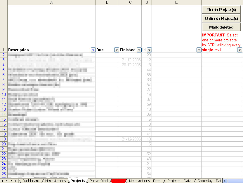Implementing GTD with Excel Getting Things Done