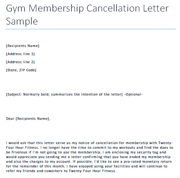 gym cancellation letter writing professional letters