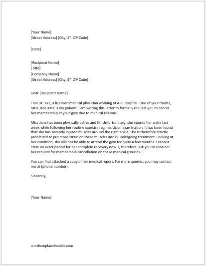 Gym Cancellation Letters for Various Situations