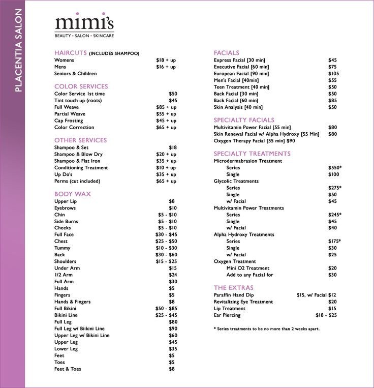 Salon Price List idea A good guide to start with