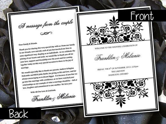 Fold Over Wedding Program Template by PaintTheDayDesigns