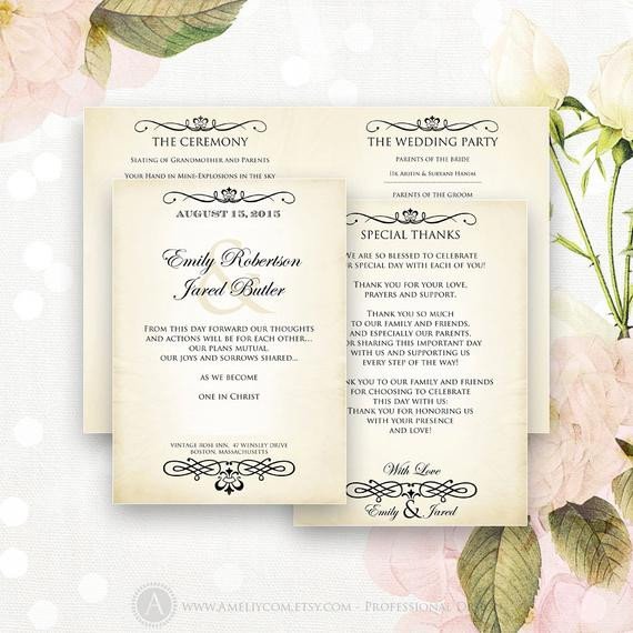 Printable Wedding Programs EDITABLE half fold Template