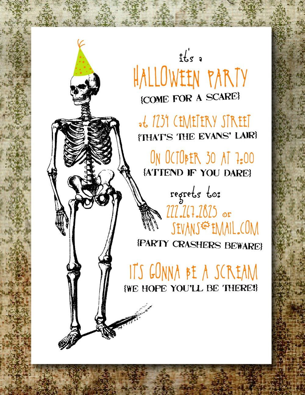PRINTABLE Spooky Halloween Party Invitation