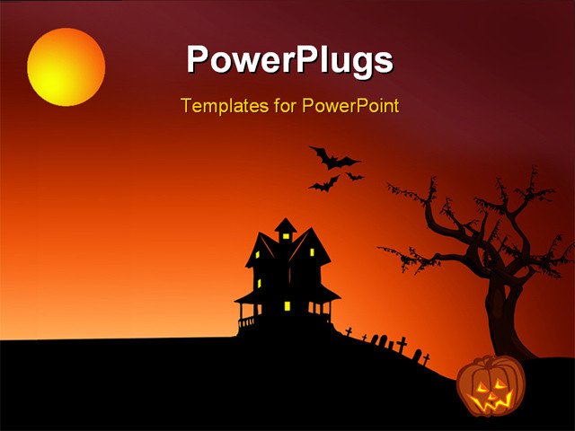 PowerPoint Template Halloween depictions with haunted