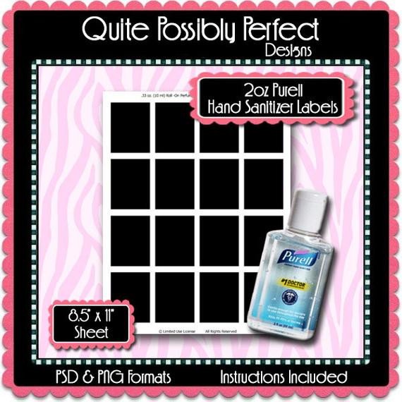 2oz Mini Hand Sanitizer Label Template by QuitePossiblyPerfect