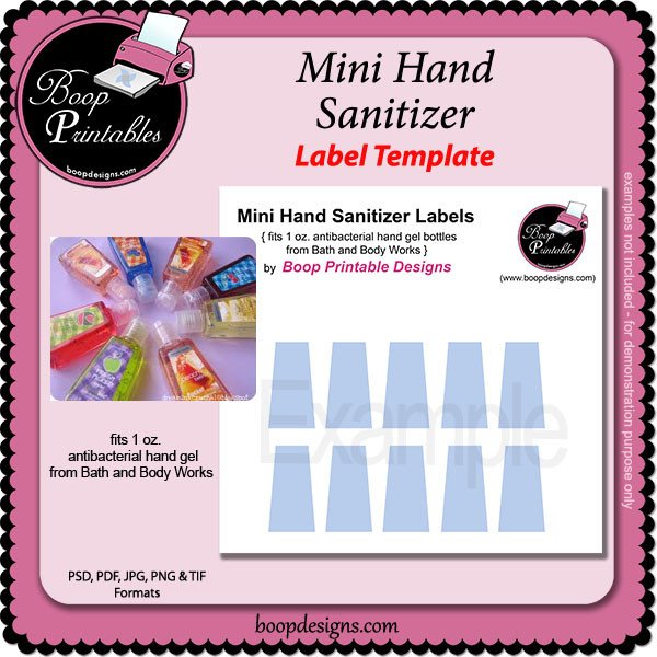 Hand Sanitizer Bottle Label TEMPLATES by Boop Printables