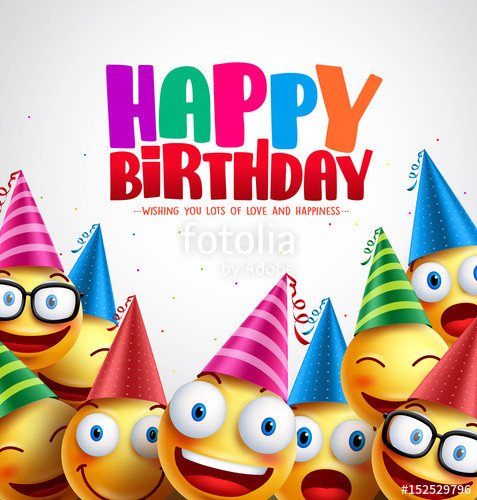 "Smiley happy birthday greeting card colorful vector