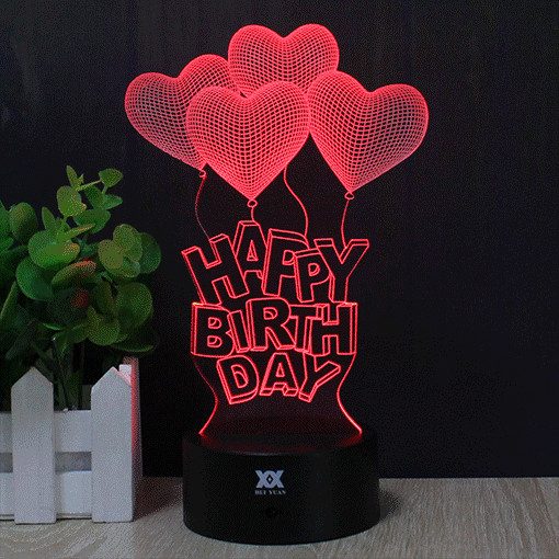 3D Happy Birthday LED Light