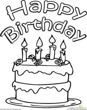 Color the Happy Birthday Cake Worksheet