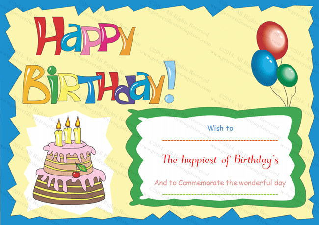 Birthday Gift Certificate Templates Certificate Templates