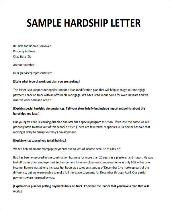 6 Hardship Letter Templates 6 Free Sample Example