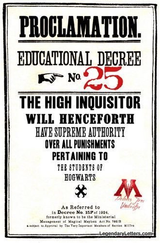 Educational Decree Wizarding Proclamation 25 by