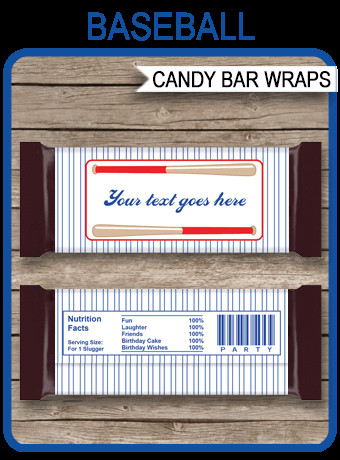 Baseball Party Hershey Candy Bar Wrappers