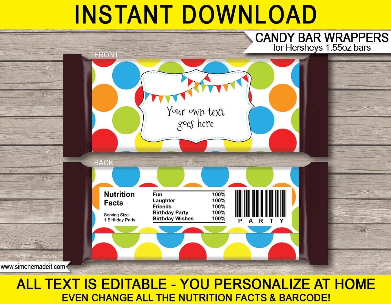 Polkadot Hershey Candy Bar Wrappers