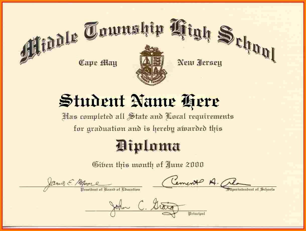 High School Diploma Template Word Free Download