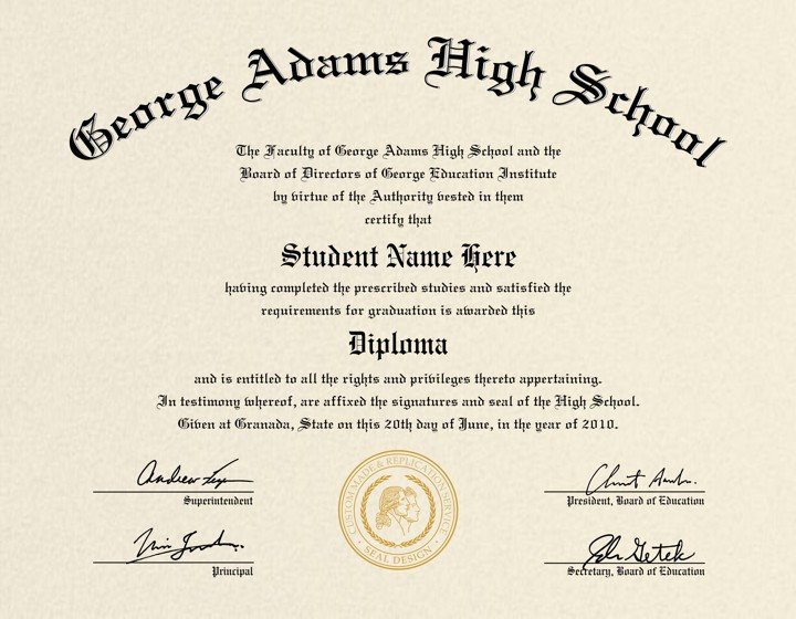 High School Diploma Template Printable Certificate