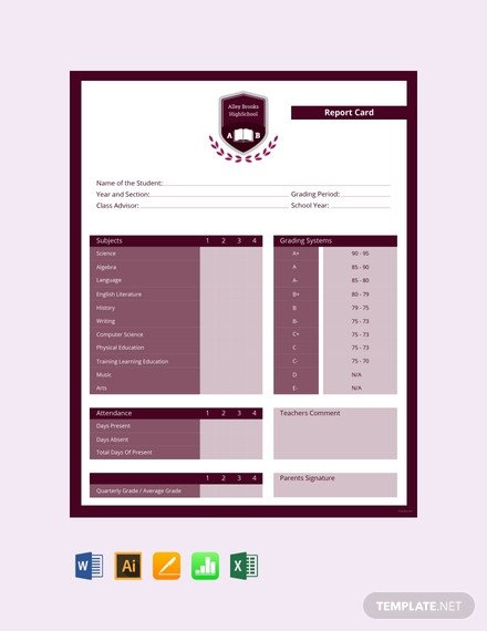 FREE High School Report Card Template Download 154