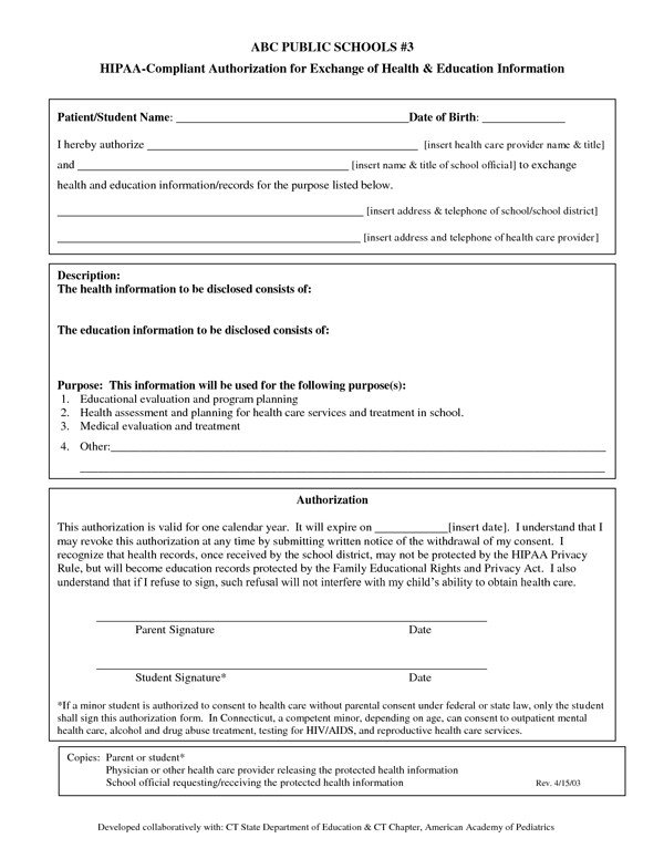 Hipaa pliant Authorization Form Sample Forms