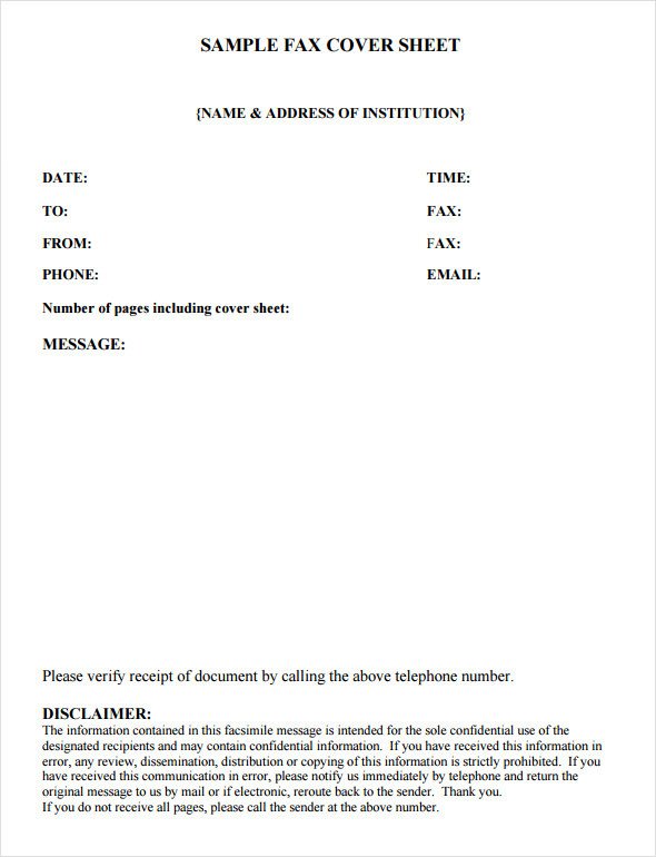 Fax Cover Sheet Template 6 Free Download in Word PDF