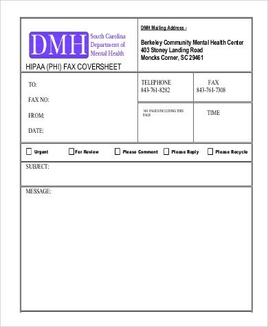 Sample Cover Sheet for Fax 9 Examples in Word PDF