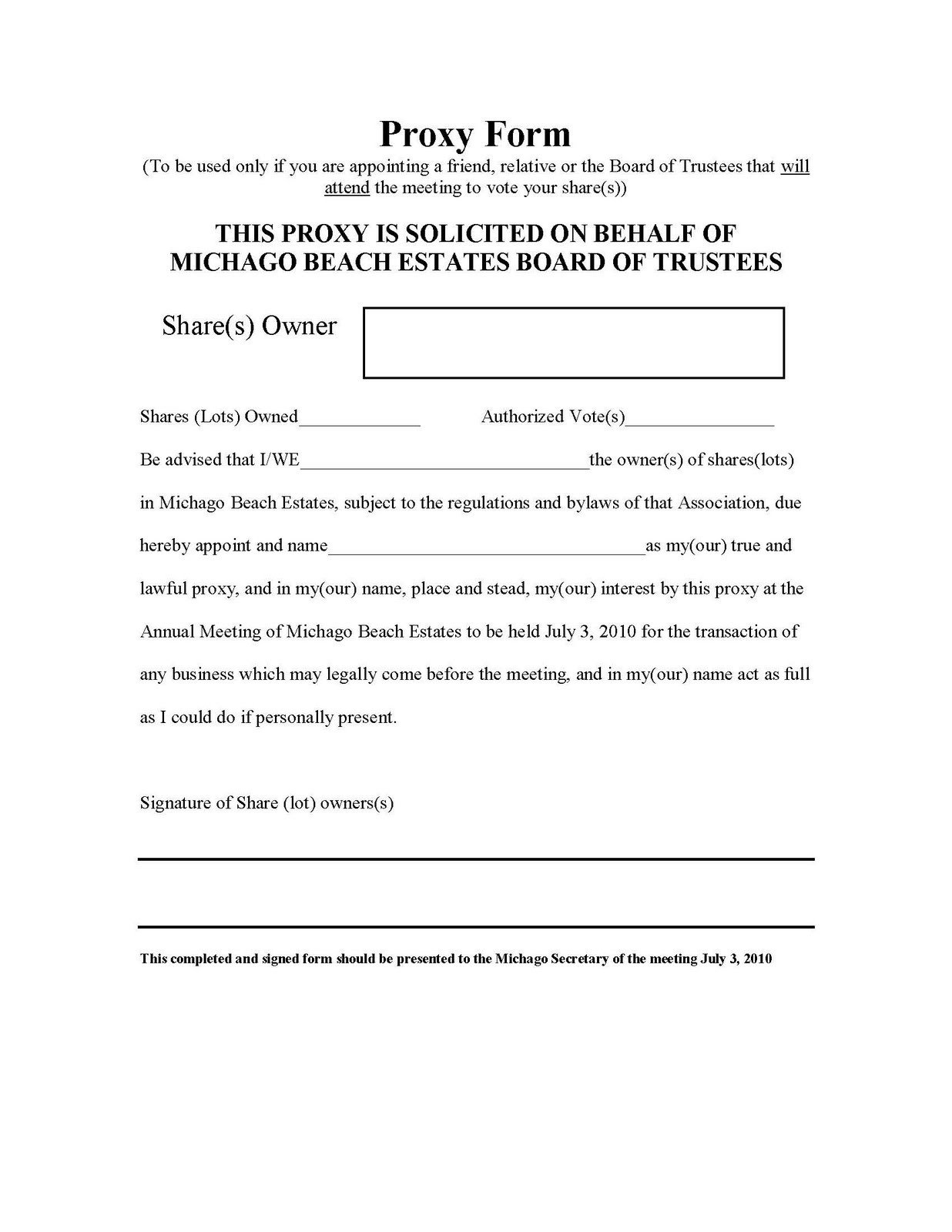 26 of Homeowners Association Proxy Form Template