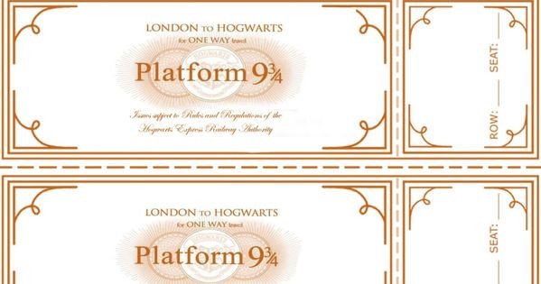 Free Harry Potter Hogwarts Express Ticket Template plus