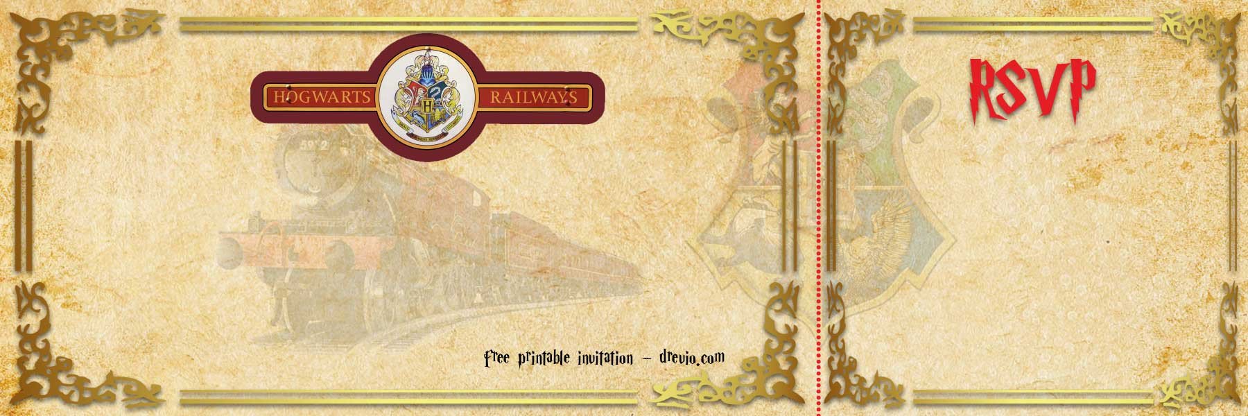 FREE Printable Hogwarts Express Ticket Invitation Template
