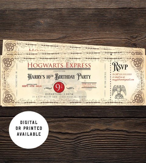 FREE Printable Hogwarts Express Ticket Invitation Template