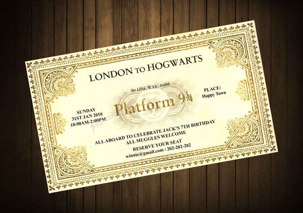 Harry Potter Hogwarts Express Ticket Birthday Invitation
