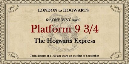 Hogwarts Express ticket Hogwarts Pinterest
