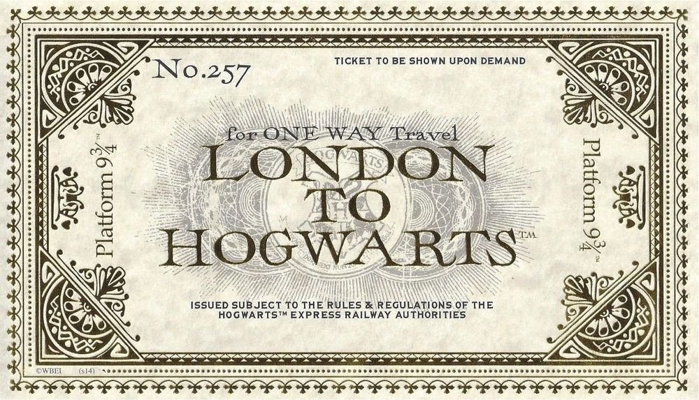 Hogwarts Express Train Ticket Wizarding World of Harry