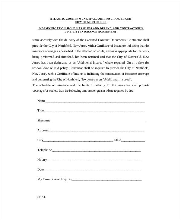 14 Hold Harmless Agreements Free Sample Example