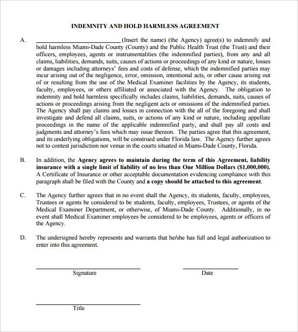 Hold Harmless Agreement 32 Download Documents in PDF