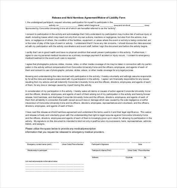Hold Harmless Agreement Template – 14 Free Word PDF