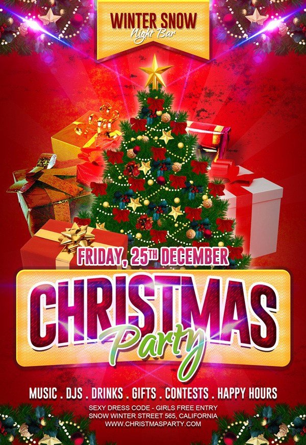 30 Free Christmas Party Flyers and New Year Party Flyer