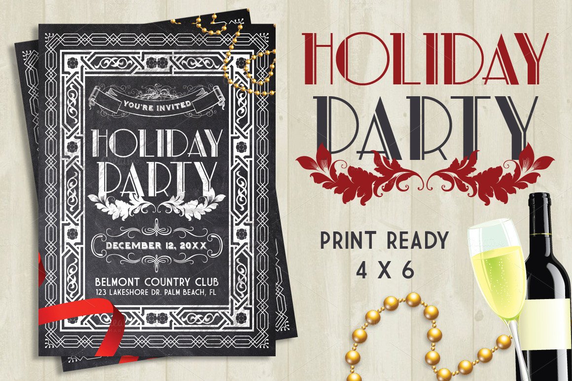 Holiday Party Chalk Flyer Flyer Templates on Creative Market