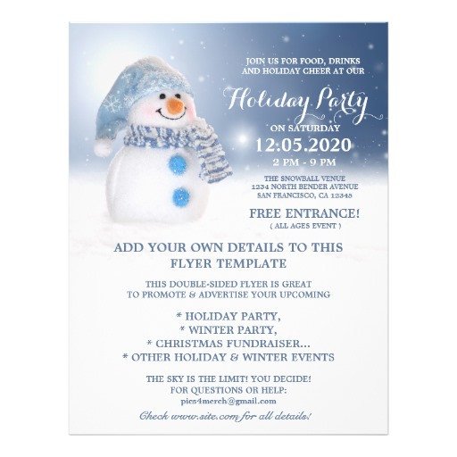 Snowman Flyer Template Winter And Holiday Party
