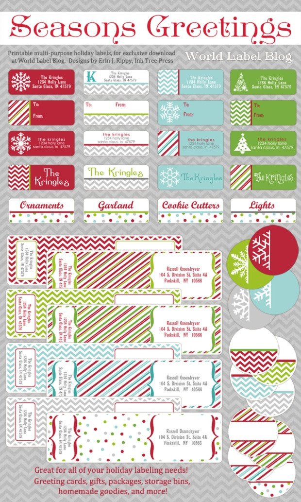 Free Printable Holiday Address Labels