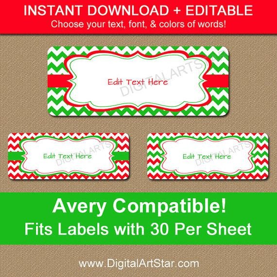 Printable Christmas Address Labels EDITABLE Holiday