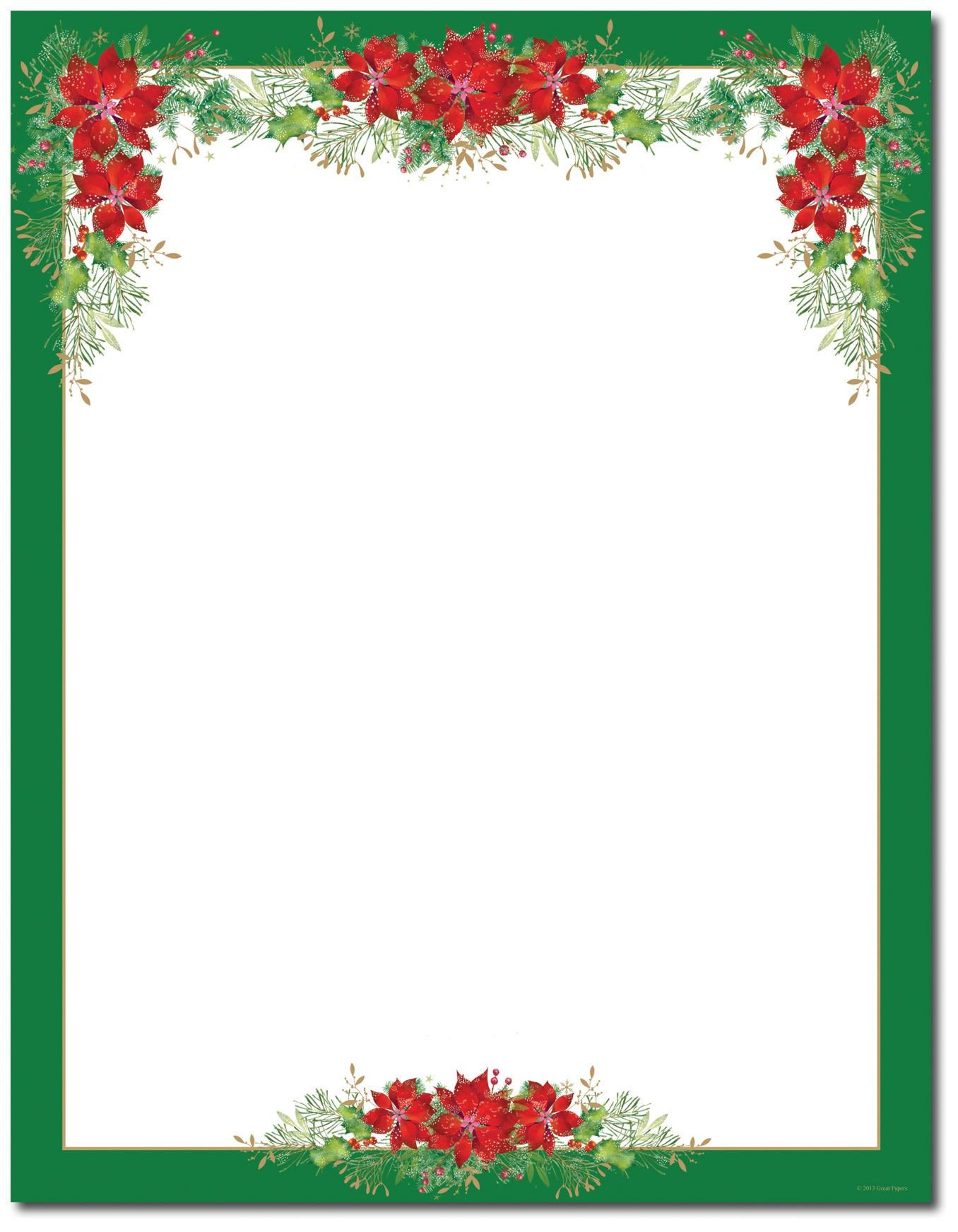 Poinsettia Valance Letterhead Holiday Papers